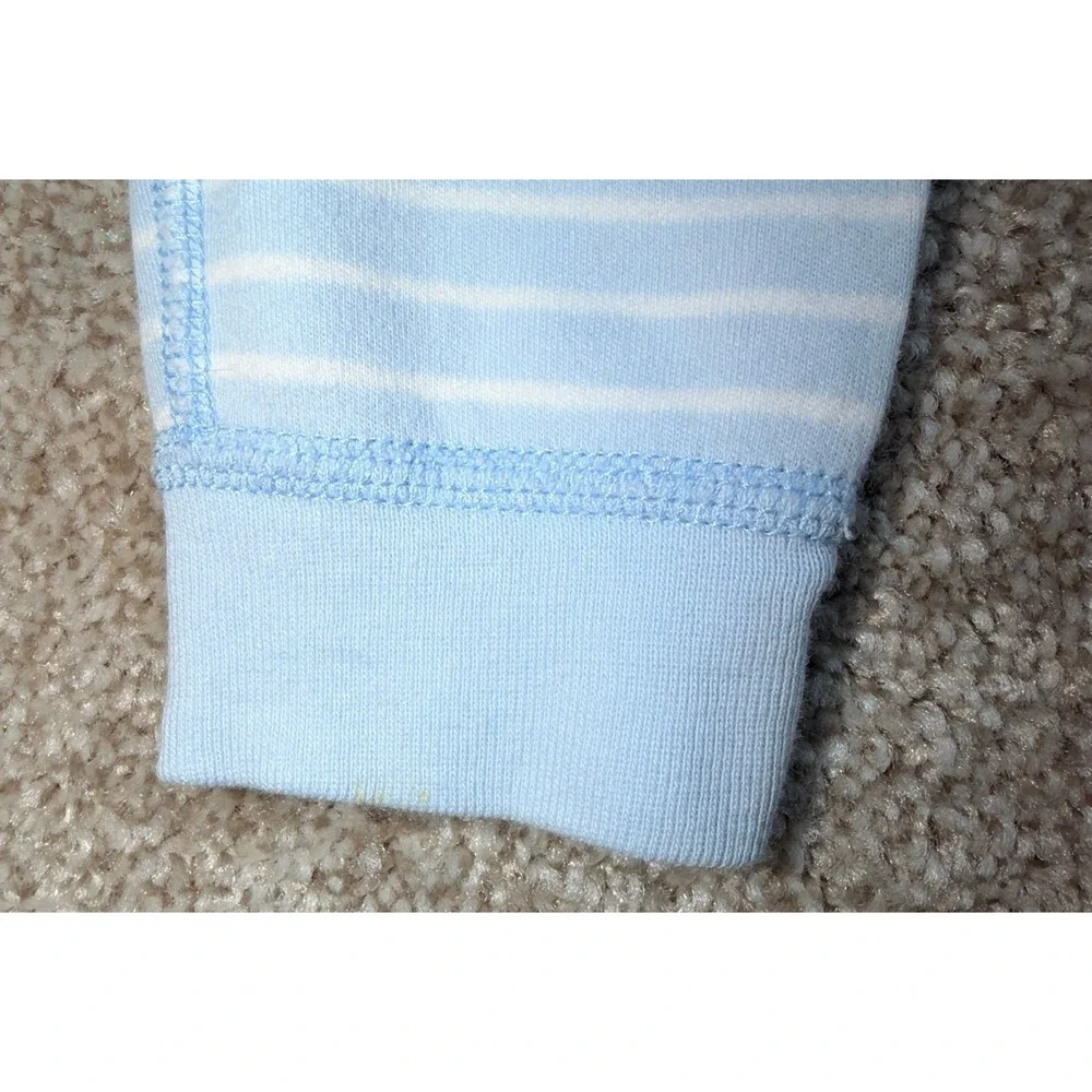 Moon and Back Hanna Andersson Baby 4pc Organic Cotton Set Blue White Striped NB